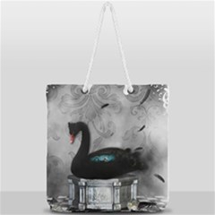 Wonderful Black Swan With Dark Mermaid Full Print Rope Handle Tote (large) by FantasyWorld7