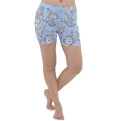 Pattern With Cute Unicorns Lightweight Velour Yoga Shorts by Vaneshart
