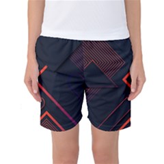 Gradient Geometric Shapes Dark Background Design Women s Basketball Shorts by Vaneshart