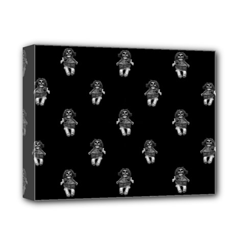 Creepy Skull Doll Motif Print Pattern Deluxe Canvas 14  X 11  (stretched)