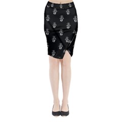 Creepy Skull Doll Motif Print Pattern Midi Wrap Pencil Skirt by dflcprintsclothing