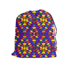 Gay Pride Geometric Diamond Pattern Drawstring Pouch (xl) by VernenInk