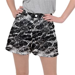 Black And White Abstract Textured Print Ripstop Shorts by dflcprintsclothing