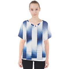Blue Strips V-neck Dolman Drape Top by Sparkle