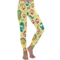 Seamless Pattern With Cute Dinosaurs Character Kids  Lightweight Velour Classic Yoga Leggings by Vaneshart