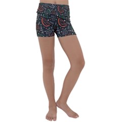 Seamless-vector-pattern-with-watermelons-mint -- Kids  Lightweight Velour Yoga Shorts by Vaneshart