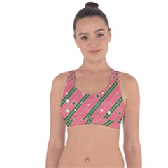 Christmas-background-star Cross String Back Sports Bra by Vaneshart