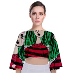 Freddy Girl Wall Tie Back Butterfly Sleeve Chiffon Top