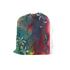 Flower Dna Drawstring Pouch (large) by RobLilly