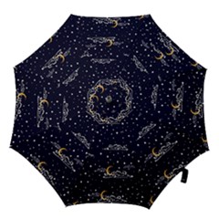 Hand Drawn Scratch Style Night Sky With Moon Cloud Space Among Stars Seamless Pattern Vector Design  Hook Handle Umbrellas (small) by BangZart