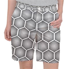 Halftone Tech Hexagons Seamless Pattern Pocket Shorts by BangZart