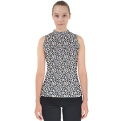 Leopard Spots Pattern, Geometric Dots, Animal Fur Print Mock Neck Shell Top by Casemiro