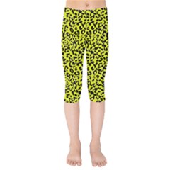 Leopard Spots Pattern, Yellow And Black Animal Fur Print, Wild Cat Theme Kids  Capri Leggings  by Casemiro