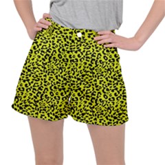 Leopard Spots Pattern, Yellow And Black Animal Fur Print, Wild Cat Theme Ripstop Shorts by Casemiro