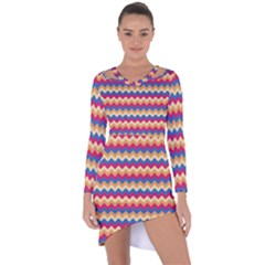 Zigzag Pattern Seamless Zig Zag Background Color Asymmetric Cut-out Shift Dress by BangZart
