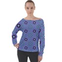 Floral seamless pattern Off Shoulder Long Sleeve Velour Top View1