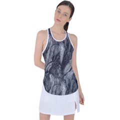 Black And White Rocky Texture Pattern Racer Back Mesh Tank Top by dflcprintsclothing