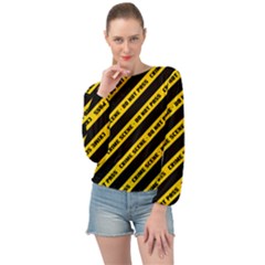 Warning Colors Yellow And Black - Police No Entrance 2 Banded Bottom Chiffon Top by DinzDas