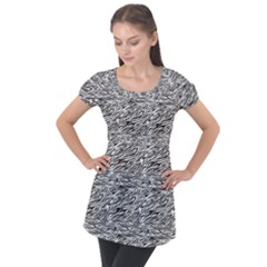 Zebra Pattern - Zebras And Horses - African Animals Puff Sleeve Tunic Top by DinzDas