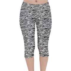 Zebra Pattern - Zebras And Horses - African Animals Velvet Capri Leggings  by DinzDas