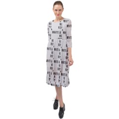White And Nerdy - Computer Nerds And Geeks Ruffle End Midi Chiffon Dress by DinzDas