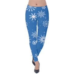 Winter Time And Snow Chaos Velvet Leggings by DinzDas