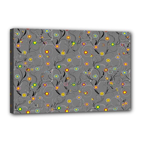 Abstract Flowers And Circle Canvas 18  X 12  (stretched) by DinzDas