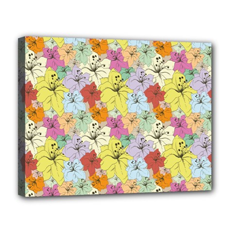 Abstract Flowers And Circle Canvas 14  X 11  (stretched) by DinzDas