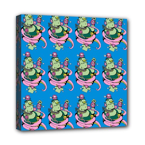 Monster And Cute Monsters Fight With Snake And Cyclops Mini Canvas 8  X 8  (stretched) by DinzDas
