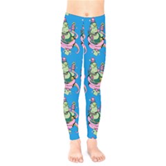 Monster And Cute Monsters Fight With Snake And Cyclops Kids  Leggings by DinzDas