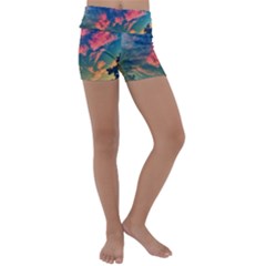  Brushstroke Skies Kids  Lightweight Velour Yoga Shorts by okhismakingart