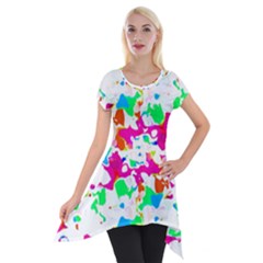 Bright Multicolored Abstract Print Short Sleeve Side Drop Tunic by dflcprintsclothing