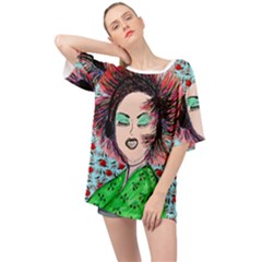 Headphones Girl W Cherries Oversized Chiffon Top by snowwhitegirl