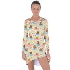 I Am Sleepy Asymmetric Cut-out Shift Dress by designsbymallika