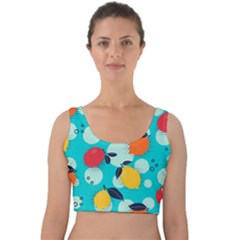 Pop Art Style Citrus Seamless Pattern Velvet Crop Top