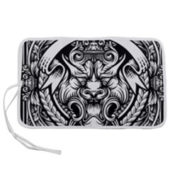Tiger Illustration Vintage Border Frame Engraving With Retro Ornament Pattern Antique Rococo Style Pen Storage Case (l) by Amaryn4rt