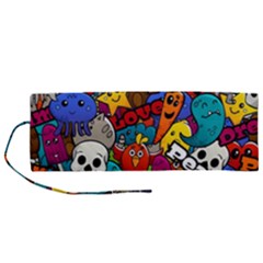 Graffiti Characters Seamless Pattern Roll Up Canvas Pencil Holder (m) by Amaryn4rt