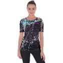 Abstract Colorful Texture Shoulder Cut Out Short Sleeve Top View1