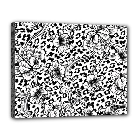 Vector-eclectic-fabric-seamless-pattern-animal-background-with-baroque-ornament Canvas 14  X 11  (stretched) by Sobalvarro