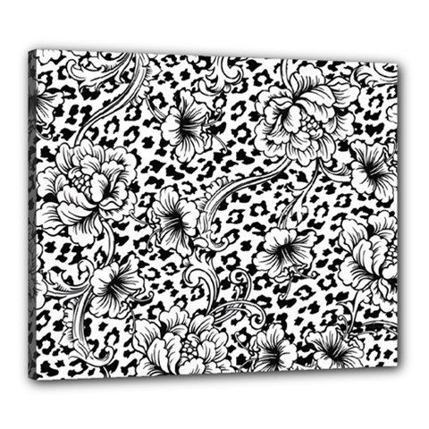 Vector-eclectic-fabric-seamless-pattern-animal-background-with-baroque-ornament Canvas 24  X 20  (stretched) by Sobalvarro