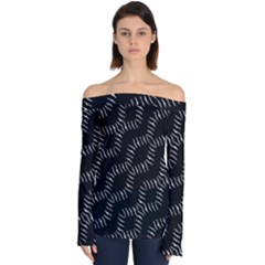 Black And White Geo Print Off Shoulder Long Sleeve Top by dflcprintsclothing
