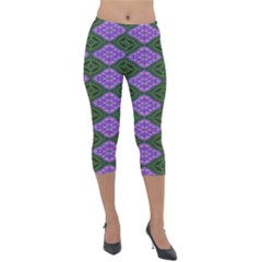 Digital Grapes Lightweight Velour Capri Leggings 