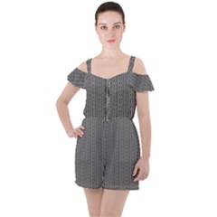 Black And White Triangles Ruffle Cut Out Chiffon Playsuit