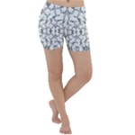 Grey And White Abstract Geometric Print Lightweight Velour Yoga Shorts