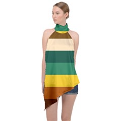 Retro 80s Halter Asymmetric Satin Top by tmsartbazaar