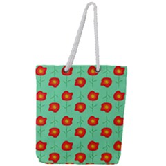 Flower Pattern Ornament Full Print Rope Handle Tote (large) by HermanTelo