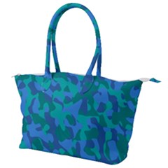 Blue Turquoise Teal Camouflage Pattern Canvas Shoulder Bag by SpinnyChairDesigns