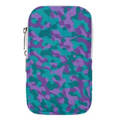 Purple And Teal Camouflage Pattern Waist Pouch (large) by SpinnyChairDesigns