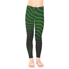 Black And Green Abstract Stripes Gradient Kids  Leggings by SpinnyChairDesigns