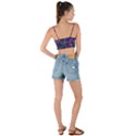 Purple Abstract Butterfly Pattern Woven Tie Front Bralet View2
